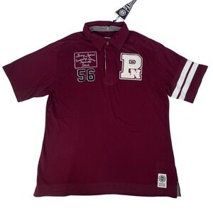 NWT PARISH NATION Men's Large Burgundy Varsity Polo Shirt Embroidered Patch L
